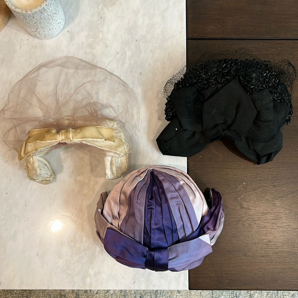 Lot of 3 vintage 1950s/60s hats. Very Mrs. Maisel